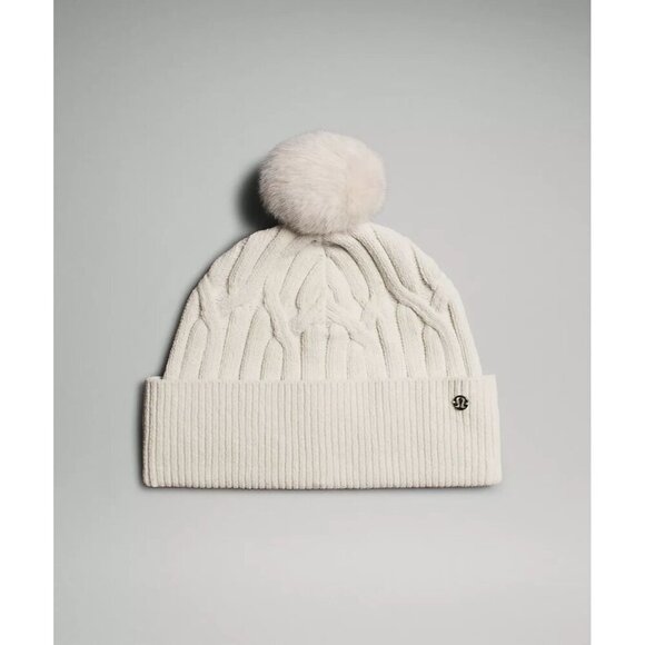 Cable-Knit Pom-Pom Beanie - Bone main image 4